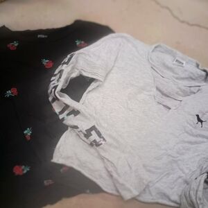 PINK VICTORIA'S SECRET XS TOP SHIRT LOT LADIES CHERRIES FLORAL LOGO $80+